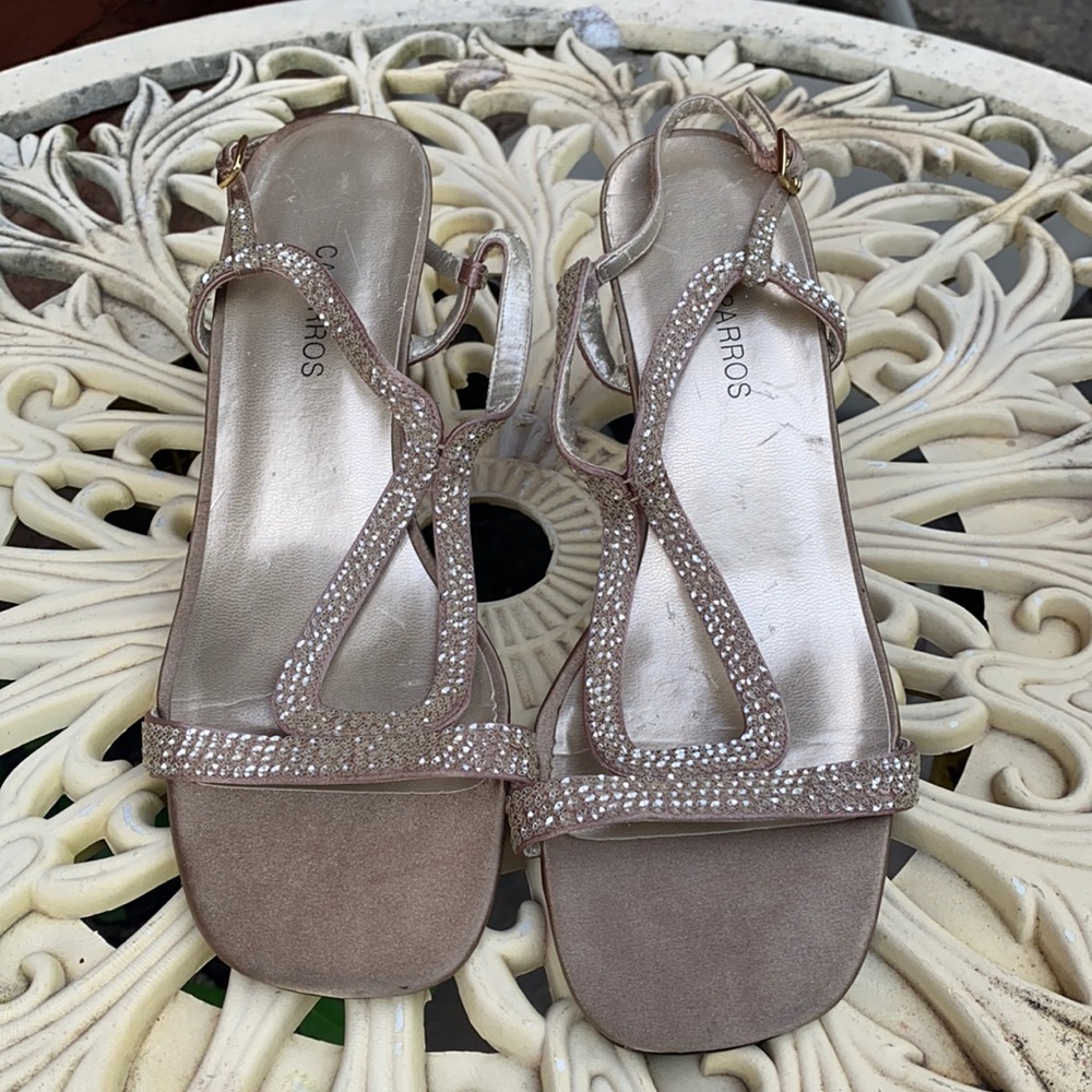 Caparros Nude/Taupe Rhinestone Slingback Heels